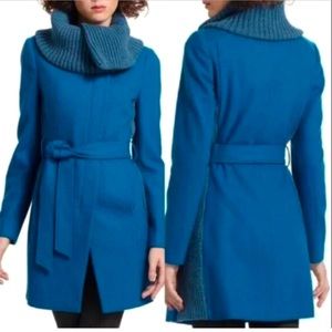 Anthropologie Elevenses Wool Judith Collar Coat Blue Size 2
